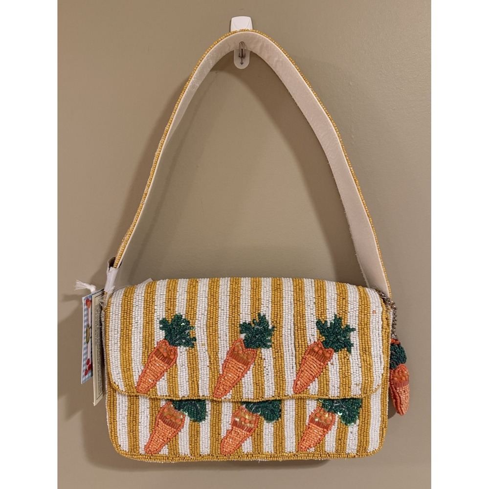 New Release Handcrafted in India Carrot Spring Vegetable Beaded Bag Viral TikTok